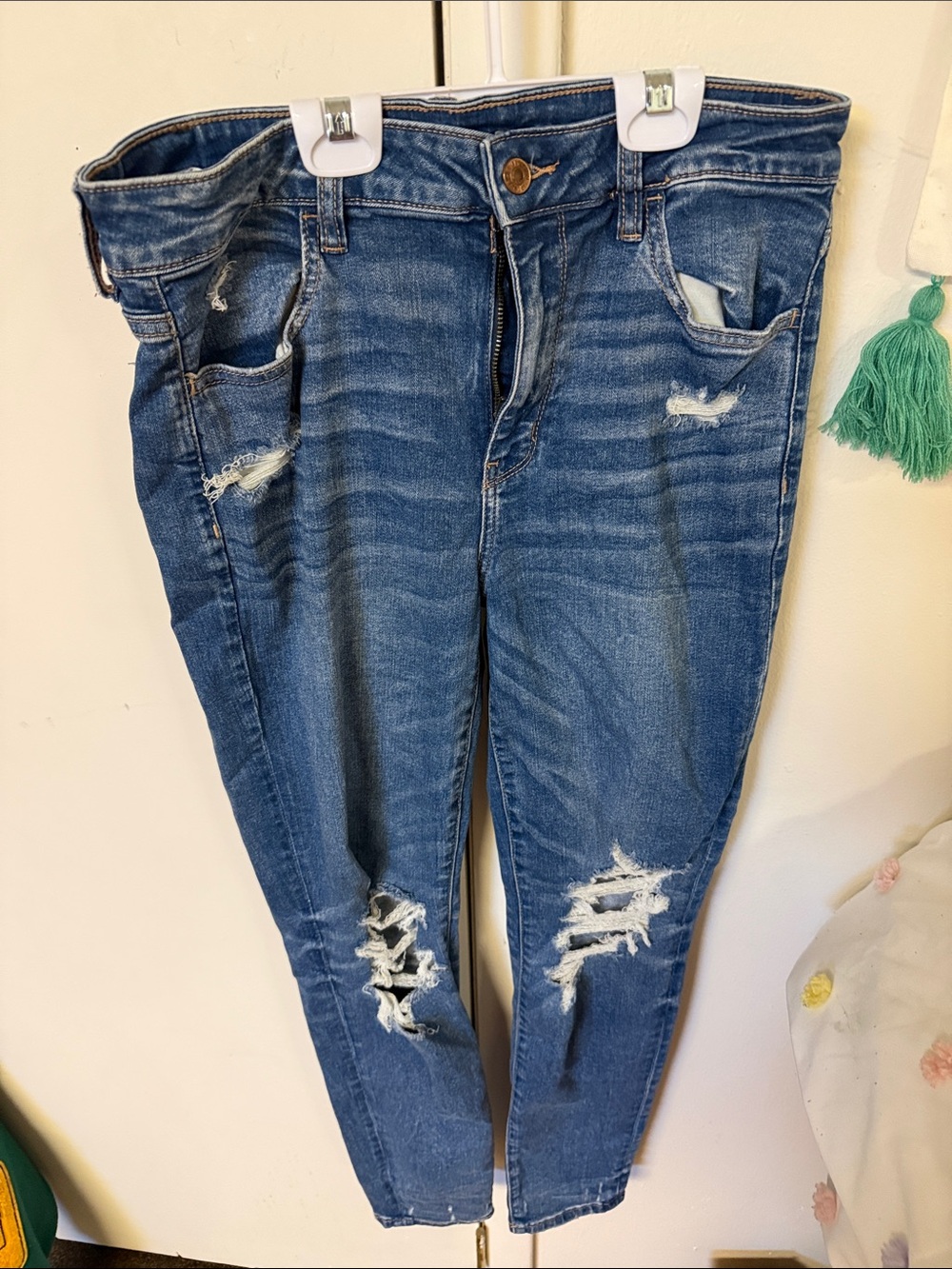 American Eagle Outfitters Blue Distressed Skinny Jeans